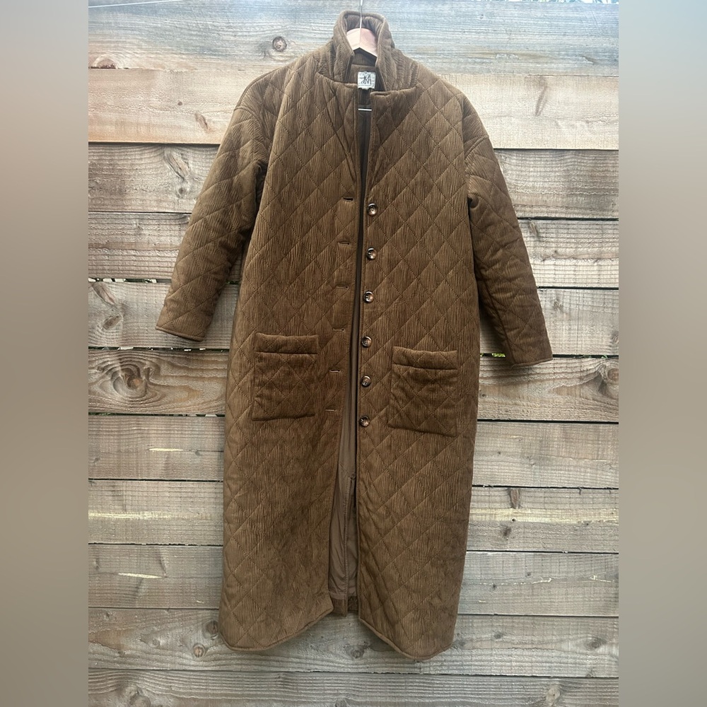 Brown Quilted Long Coat